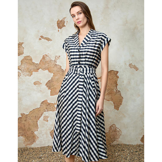 EITIE爱特爱基础款百搭通勤收腰衬衫连衣裙春夏新款8207903 商品图3