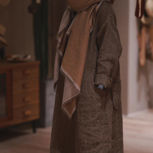 黄阿福｜色织重磅亚麻咖色连衣裙 商品图4