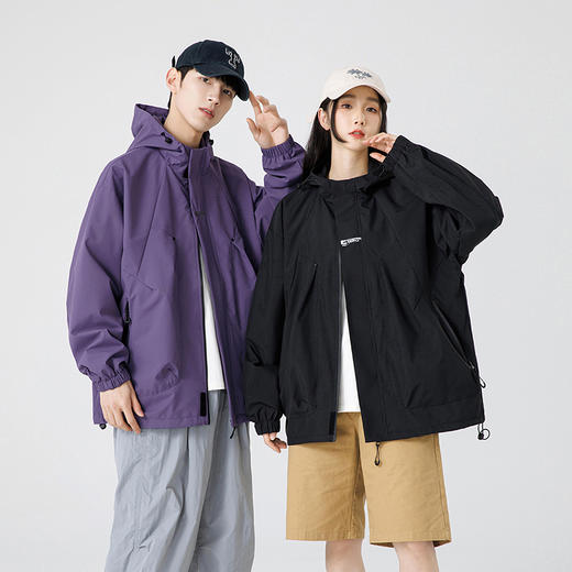 HOTDEMON春夏新款情侣款户外时尚百搭春秋季宽松工装防风防水夹克外套冲锋衣#745#J91 商品图3