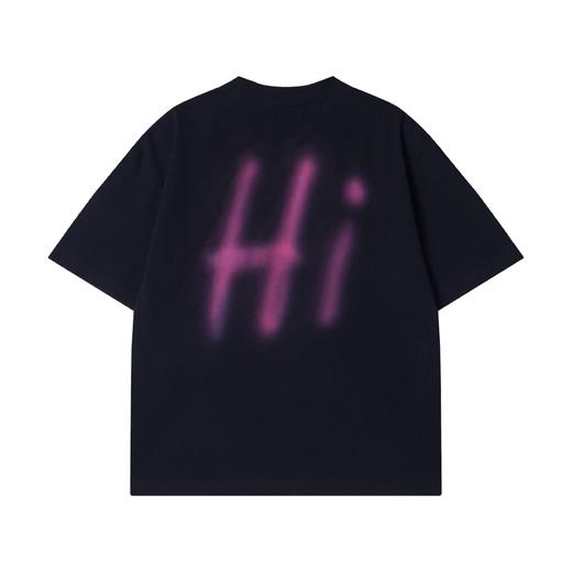 夏季新款时尚个性韩版涂鸦HI印花圆领短袖T恤撞色百搭简约上衣 商品图5