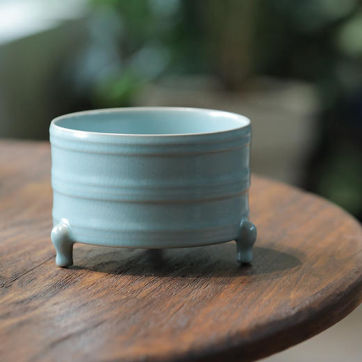 汝山明仿古釉支钉烧弦纹尊大师手作仿古摆件 商品图1