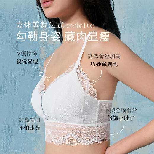 奶糖派风铃吊带无钢圈三角杯舒适承托蕾丝大胸显小女士文胸 商品图2