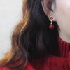 雀说 红色玫瑰花珍珠耳环女轻奢高级感气质银针长款耳坠新年耳饰5ZF-59 商品缩略图1