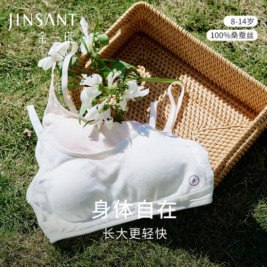 金三塔100%桑蚕丝无钢圈文胸清爽透气舒适隐形背心式少女内衣新品  NZFFA306 商品图0