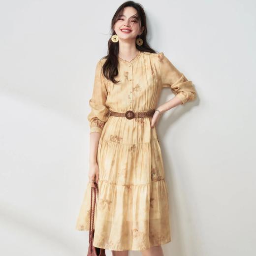 【高货sh】全新升级【铂金会员330/天猫449/差价119】(04719) 洛诗琳25春新中式国风立领水墨印花收腰大裙摆长袖连衣裙 商品图3