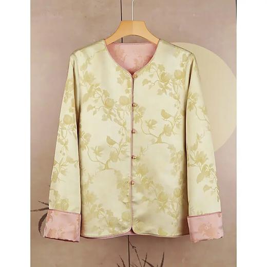 【自】全新升级【铂金会员588/天猫799/差价211】(13001) 洛诗琳2025春款双面穿30姆米真丝桑蚕丝重工提花中式外套女 商品图0