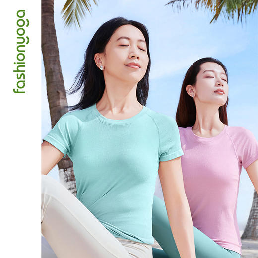 凡圣瑜伽闪闪一体织短袖 F15340 商品图4