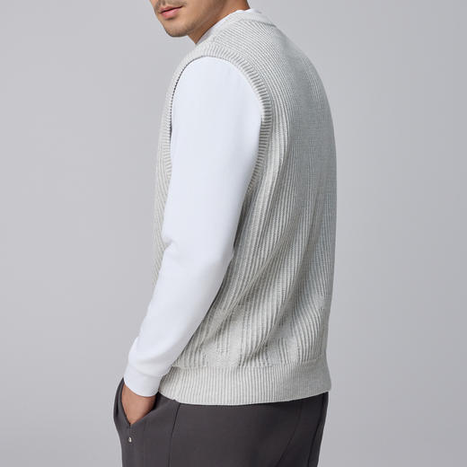 墨麦客男装纯色V领针织背心男2024秋冬新款提花肌理男士毛衣21820 商品图2