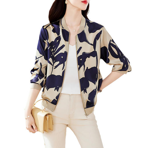 丁摩 重磅真丝短外套棒球服桑蚕丝上衣1085 商品图4