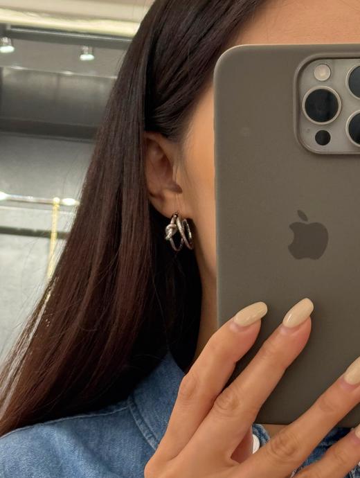 赛家 新款法式复古金属打结双层耳环 商品图0