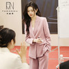 IWY/粉色高级感阔腿裤西装套装女气质显瘦两件套丝绒职业工作服1024CP038 商品缩略图0