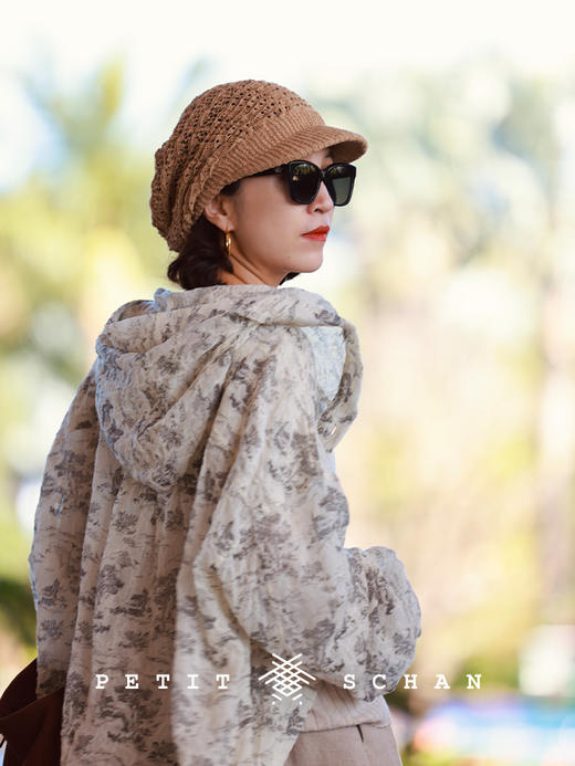 PETIT SCHAN小闪 #080 The confession of spring 美春的告白 棉混纺镂空针织报童帽春夏秋防风显脸小堆堆帽 商品图3