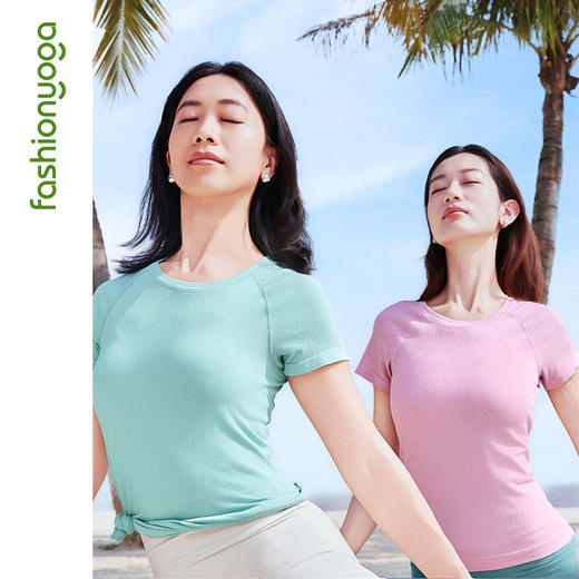 凡圣瑜伽闪闪一体织短袖 F15340 商品图5