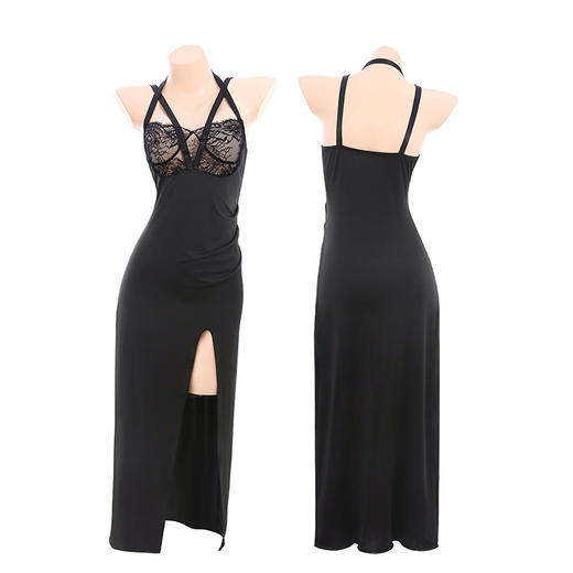 霏慕 轻熟御姐风挂脖吊带长裙6521 情趣内衣性感睡裙 商品图9