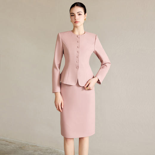 IWY/韩系高级感穿搭套装新款职业装洋气显白粉色西装两件套裙CS2103 商品图2