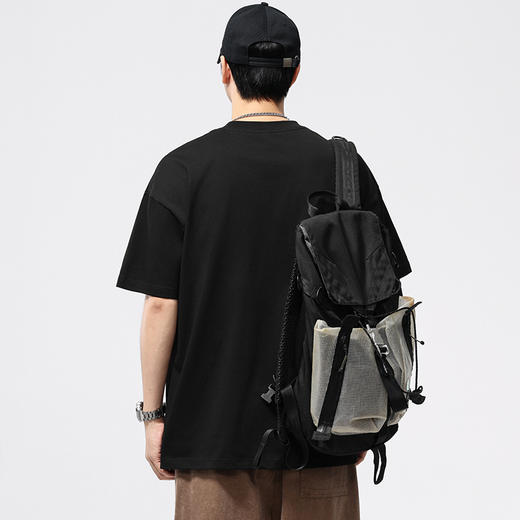 【DQ】大依优型大码男装260G重磅圆领T恤男宽松复古植绒印花短袖半袖夏季新品潮款 商品图2