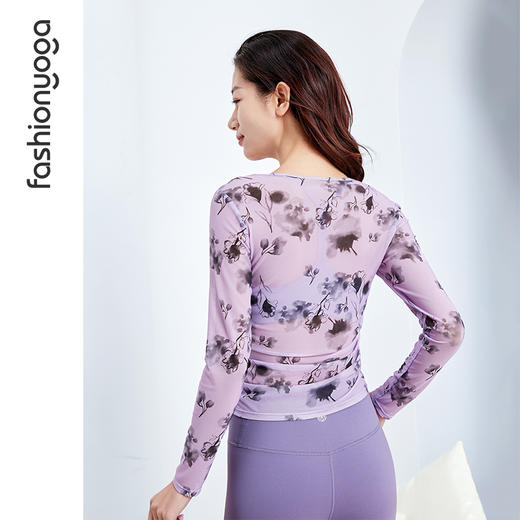 凡圣瑜伽网纱抽褶长袖外搭 F15331 商品图4