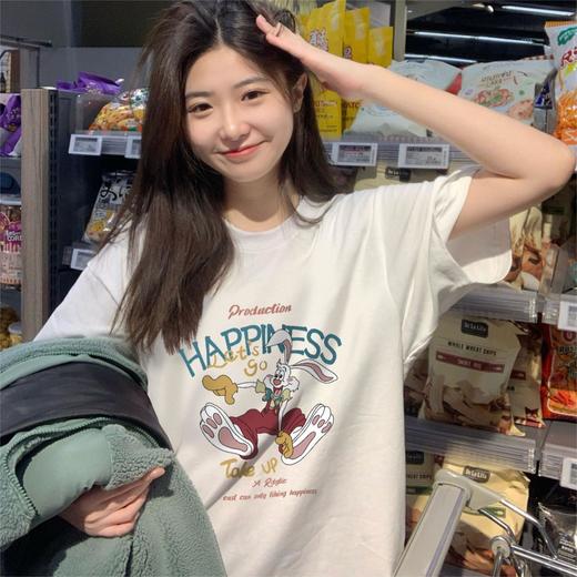 【纯棉短袖t恤】宽松韩版原宿风 新款字母印花 学生全棉体恤ins女装潮  商品图6