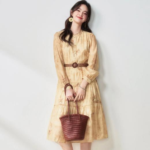 【高货sh】全新升级【铂金会员330/天猫449/差价119】(04719) 洛诗琳25春新中式国风立领水墨印花收腰大裙摆长袖连衣裙 商品图2