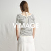 VIMAGE纬漫纪别致百搭系带修身条纹休闲短袖上衣女2025夏季新款V2301906 商品缩略图4