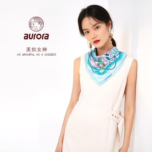 100%桑蚕丝！奥罗拉手工台版印小方巾53X53cm丝巾礼盒装 商品图11