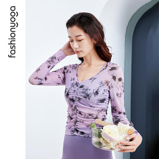 凡圣瑜伽网纱抽褶长袖外搭 F15331 商品图2