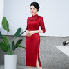 DNO-3GH200品牌醋酸旗袍刺绣婚宴礼服小个子连衣裙复古装 商品缩略图2
