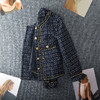 丁摩 春秋新款大码小香风外套女胖mm蓝色格子高级感粗花呢上衣200斤5ZF-23005 商品缩略图1
