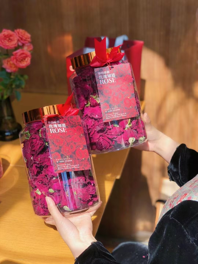 墨红玫瑰花 抱抱桶 100克 有礼袋
