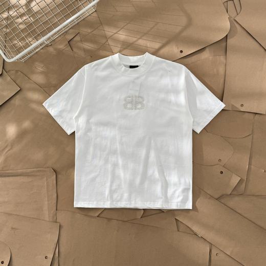 点此购买 巴黎世家春夏季双B烫钻男女情侣款短袖T恤 gz 310157 商品图1