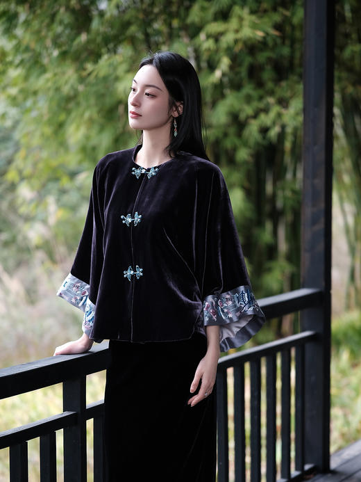 下架|盛唐牡丹&王小潇联名| 平安富贵丝绒褂 商品图7