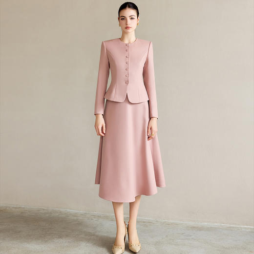 IWY/粉色温柔风西装套裙女秋季新款气质通勤职业装伞裙两件套时尚通勤职业装C2103+S2112 商品图3