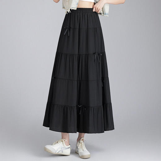 MYX-XBMY-11828-L百褶长款大摆裙垂感修身A字裙时尚蛋糕裙2025年春夏款显瘦半身裙 商品图0
