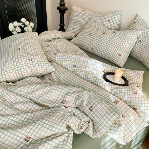 优选丨【品牌直发】加倍生活  有氧双层纱四件套 针织面料 A类标准 柔软亲肤  小清新系列 25年春夏新款 商品图5