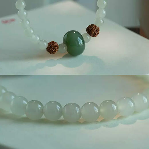 【经典】玺晶级天然和田玉青黛手串6mm  中式风格手链珠串触手细腻通透温润一物一证 商品图3