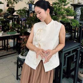 顺丰包邮洛诗琳35308春夏新款新中式绑带设计感国风马甲0071