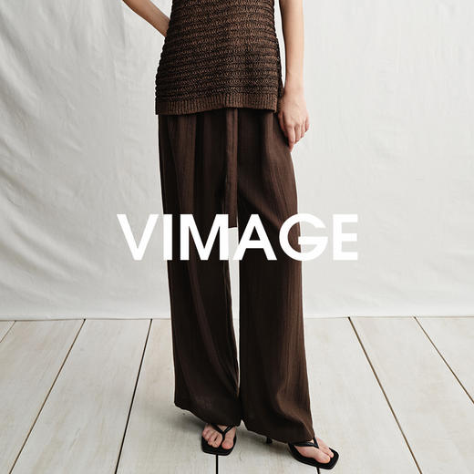 VIMAGE纬漫纪肌理感高级垂坠舒适高腰阔腿宽松休闲裤2025夏季新款V2305908 商品图2