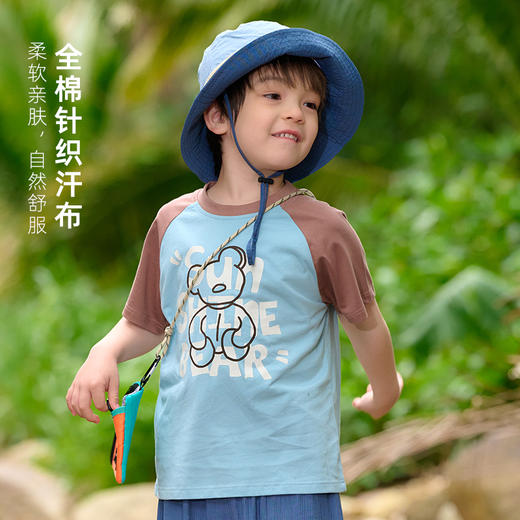 【7A抗菌纯棉】棉花堂2025年夏款简笔画小萌熊童装短袖T恤---F251113&F251113YX 商品图3