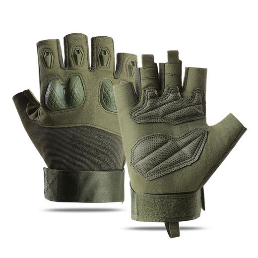 【男硬壳防护训练军迷防割手套】户外骑行摩托车防滑减震战术半指手套 商品图5