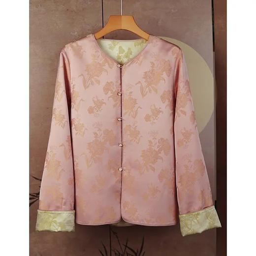 【自】全新升级【铂金会员588/天猫799/差价211】(13001) 洛诗琳2025春款双面穿30姆米真丝桑蚕丝重工提花中式外套女 商品图3