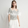 VIMAGE纬漫纪别致百搭系带修身条纹休闲短袖上衣女2025夏季新款V2301906 商品缩略图5