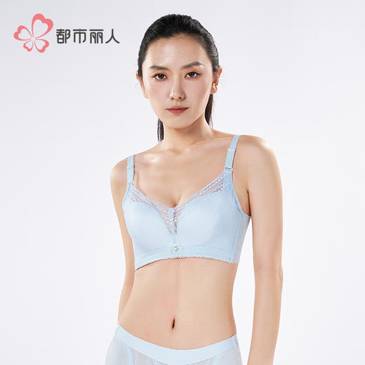 都市丽人聚拢升杯B杯常规内衣薄蕾丝树脂胶圈常规文胸YBH2C1 商品图1