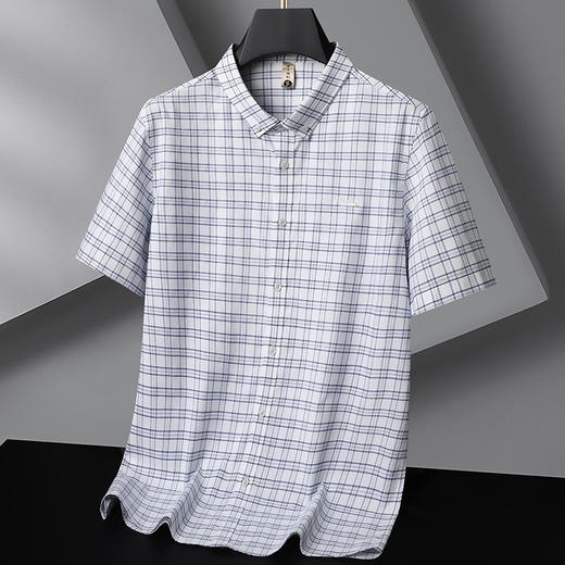 【莱赛尔棉】【DG】大依优型大码短袖衬衫男休闲夏季薄款上衣胖子莱赛尔棉格子加肥加大 商品图1