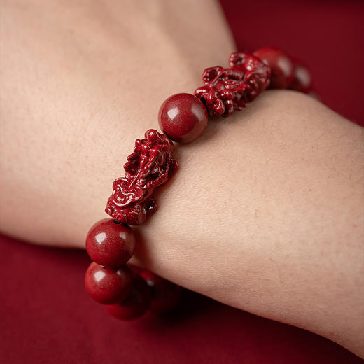 【经典】岸纾 貔貅天然朱砂手串12mm  招财进宝高含量紫金砂珠串手链严选贵州万山源头好矿 商品图1
