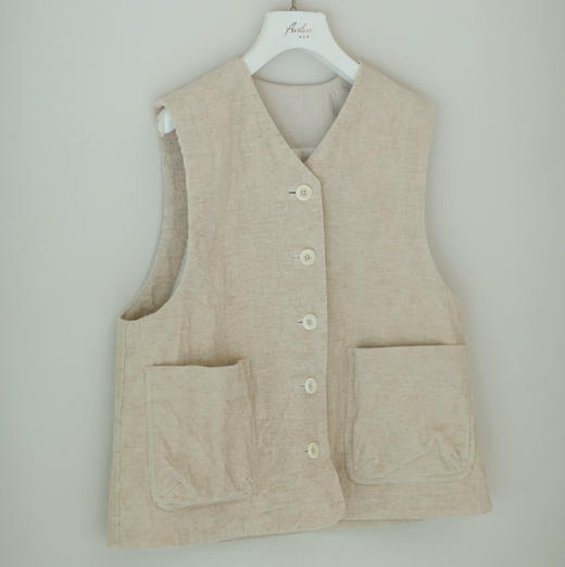 黄阿福｜原色亚麻棉灯芯绒宽松马甲 商品图4