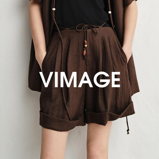 VIMAGE纬漫纪高腰松弛舒适休闲简约直筒宽松短裤2025夏季新款V2305907 商品图0
