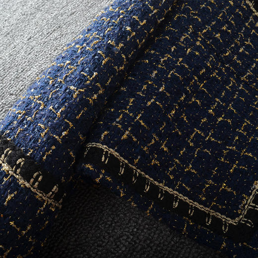 丁摩 春秋新款大码小香风外套女胖mm蓝色格子高级感粗花呢上衣200斤5ZF-23005 商品图3