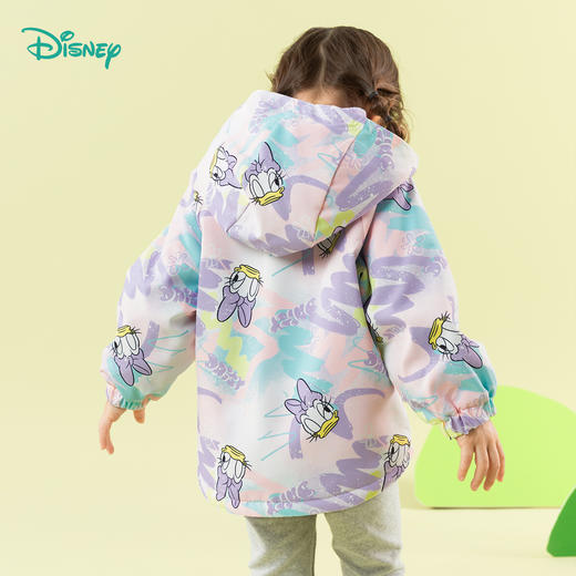 迪士尼2025年新款春季男女童满印防风前开带帽外套 商品图10