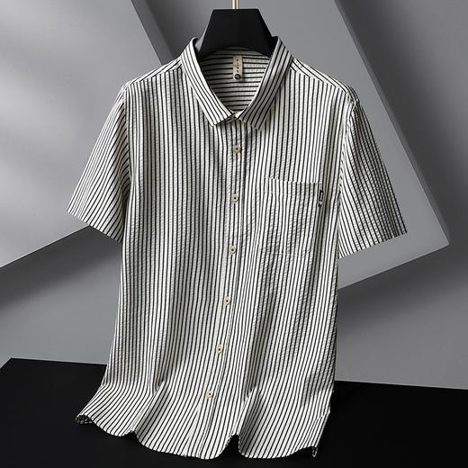 【DG】大依优型大码短袖衬衫经典条纹半袖男式加肥大码夏季薄款上衣肥佬宽松 商品图1