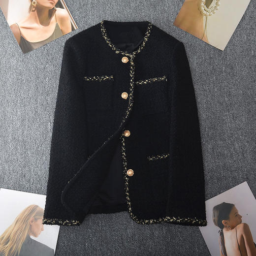 丁摩 新款大码金丝小香风外套女春胖mm中长款圆领显瘦粗花呢上衣200斤5ZF-  24001 商品图1